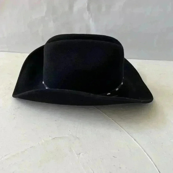 Rodeo King Adult Cowboy Hat Black Felt Beaver Western Hat Vintage Sz S 54-55 - Picture 2 of 12